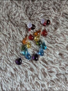Rainbow Teardrop Dangle Earrings - Multicolor